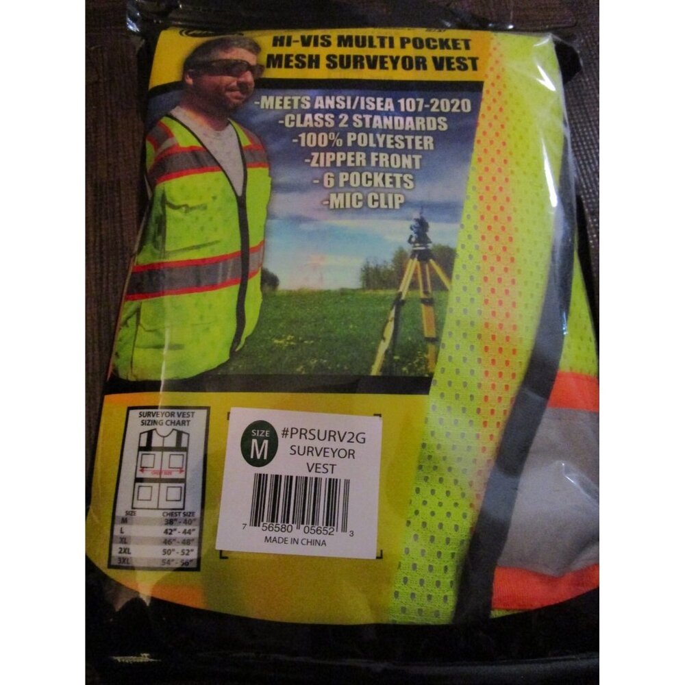 Forester Hi-Vis Class 2 Mesh Safety Vest Multi Pocket Surveyor Vest Mic Clip Med